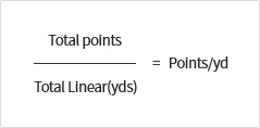 Total points/Total Linear(yds)=Points/yd